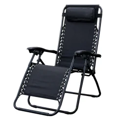 Chaise d’extérieur pliante zéro gravité en textilène - noir