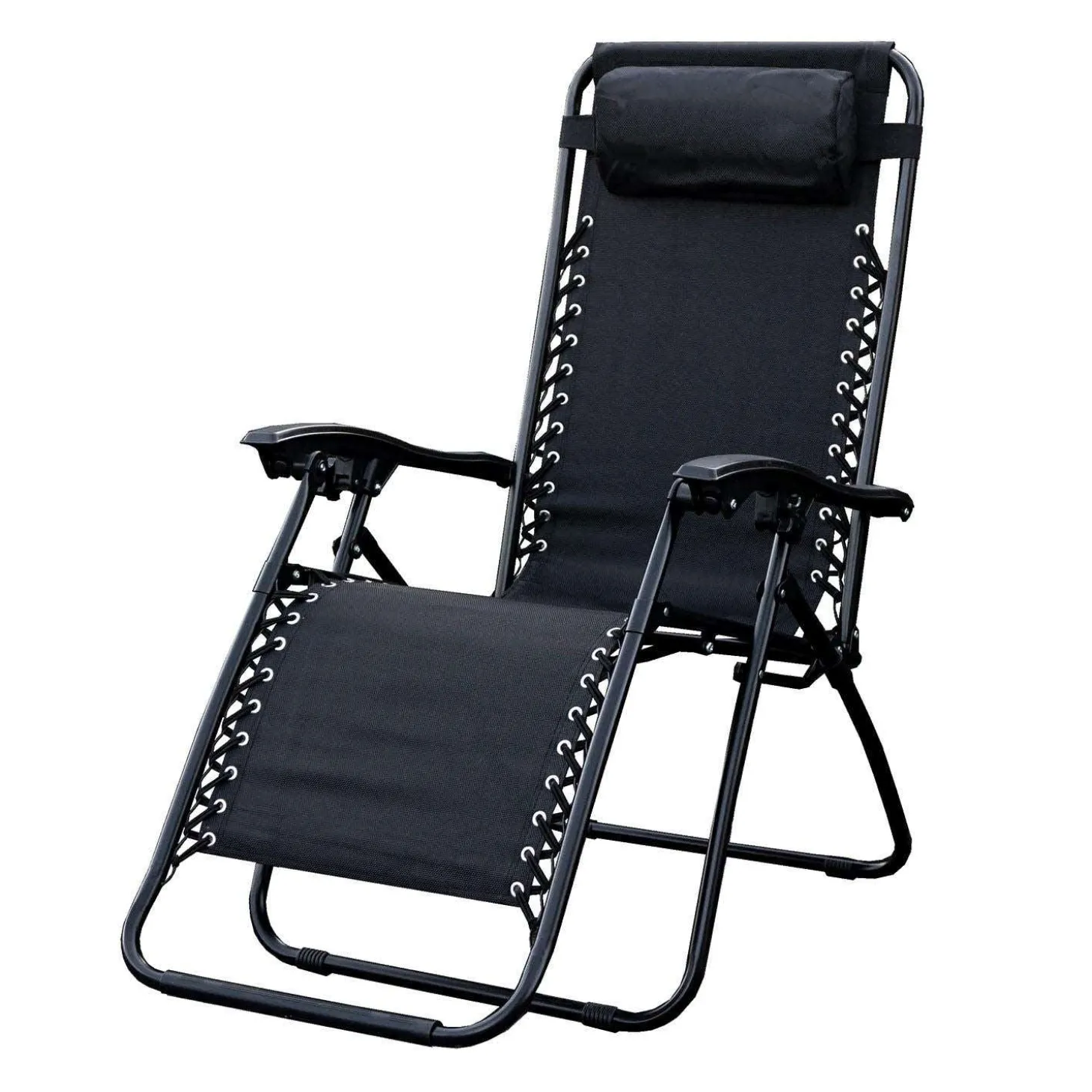 Chaise d’extérieur pliante zéro gravité en textilène - noir