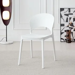 Chaise intérieur/extérieur empilable en résine – blanc