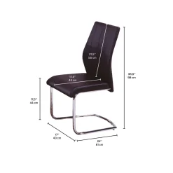 Chaises avec piètement chromé (bte de 2) - noir