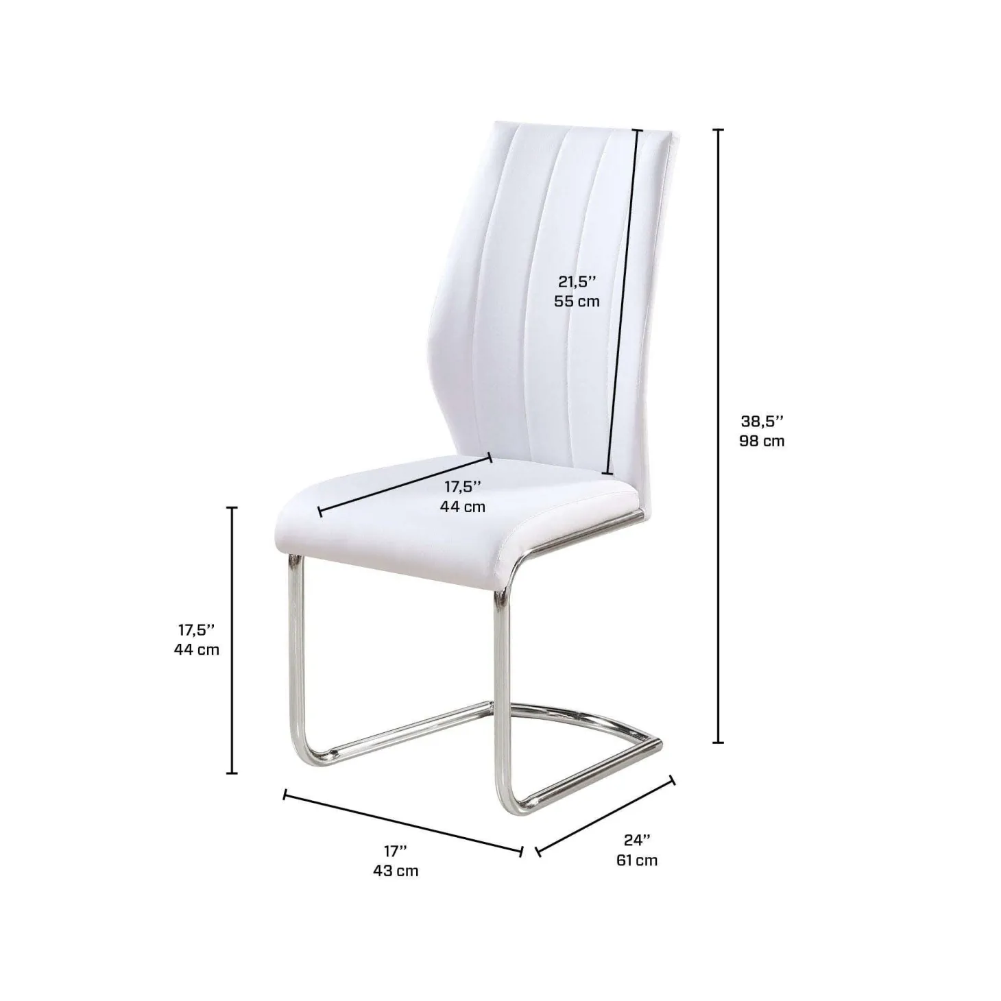 Chaises avec piètement chromé (bte de 2) - blanc