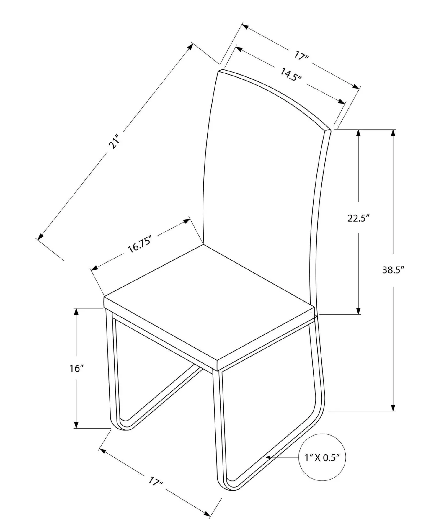 Chaises avec piètement chromé (bte de 2) - gris - Monarch