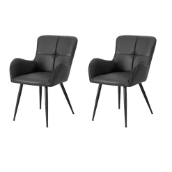 Chaises de cuisine (ensemble de 2) 33 po tissu noir effet cuir - Monarch - Monarch