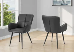 Chaises de cuisine (ensemble de 2) 33 po tissu noir effet cuir - Monarch - Monarch