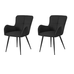 Chaises de cuisine (ensemble de 2) 33 po tissu noir effet suédé - Monarch - Monarch