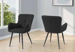 Chaises de cuisine (ensemble de 2) 33 po tissu noir effet suédé - Monarch - Monarch