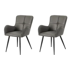 Chaises de cuisine (ensemble de 2) 33 po tissu gris effet cuir - Monarch - Monarch