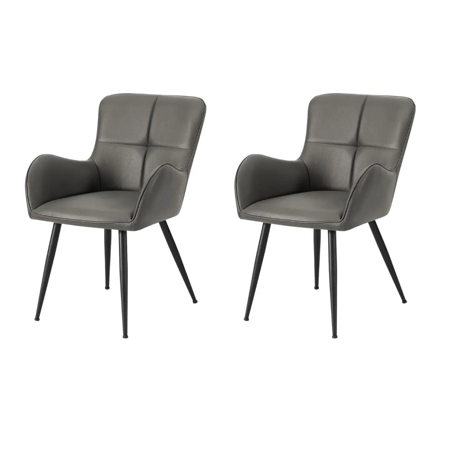Chaises de cuisine (ensemble de 2) 33 po tissu gris effet cuir - Monarch - Monarch