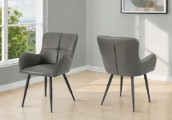 Chaises de cuisine (ensemble de 2) 33 po tissu gris effet cuir - Monarch - Monarch