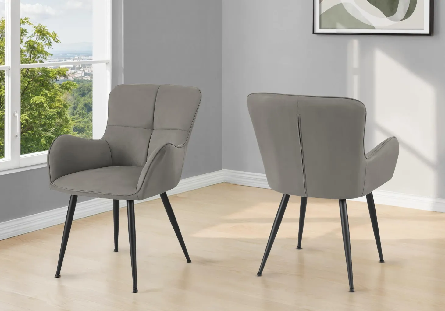 Chaises de cuisine (ensemble de 2) 33 po tissu gris effet suédé - Monarch - Monarch