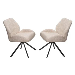 Chaises en tissu bouclé avec accoudoirs bas (bte de 2) - beige