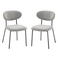 Chaises en tissu bouclé (bte de 2) - gris