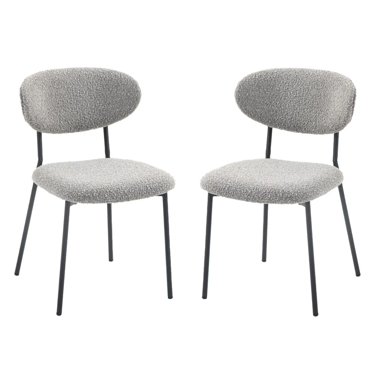 Chaises en tissu bouclé (bte de 2) - gris