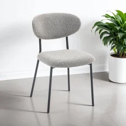 Chaises en tissu bouclé (bte de 2) - gris