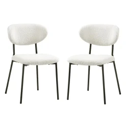 Chaises en tissu bouclé (bte de 2) - blanc