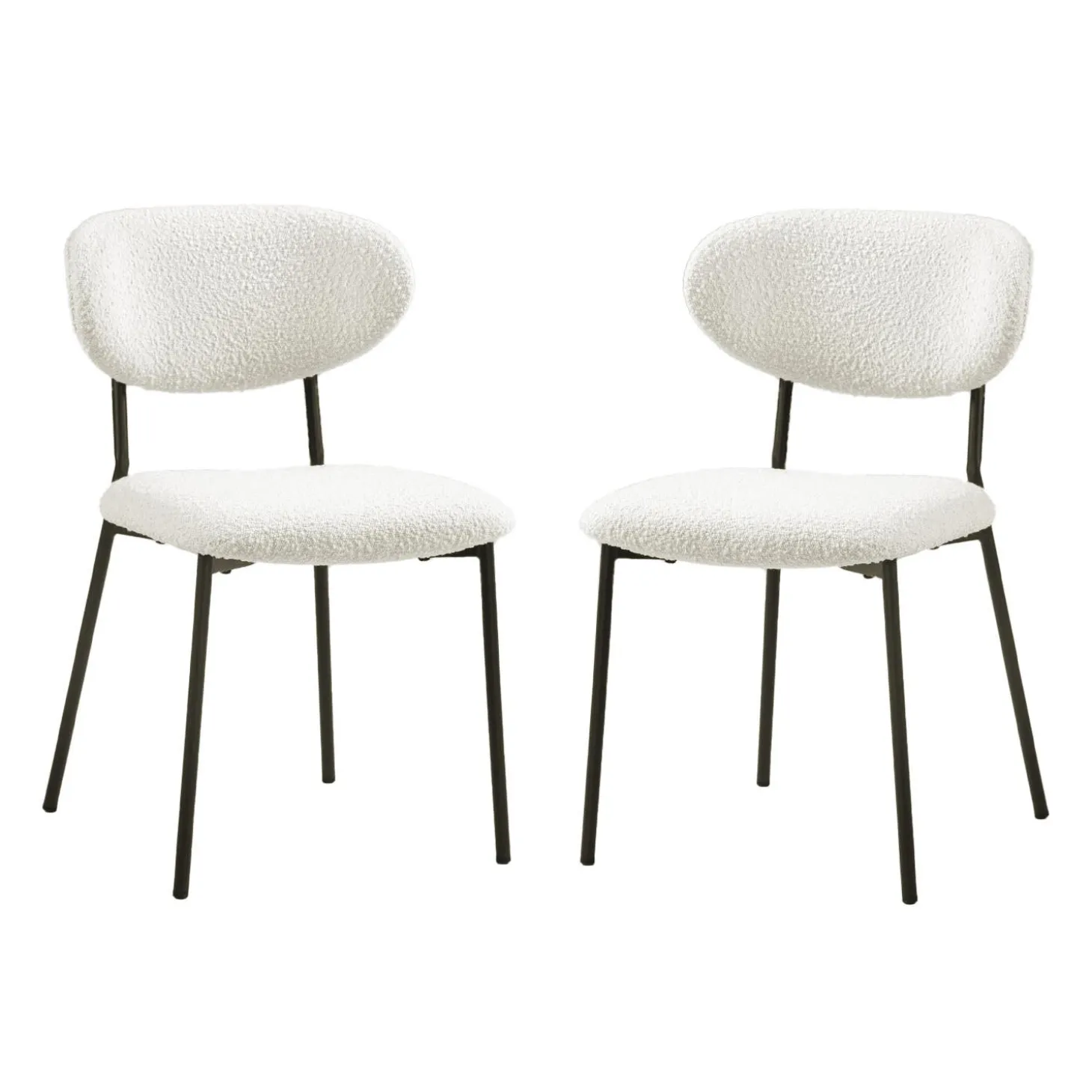 Chaises en tissu bouclé (bte de 2) - blanc