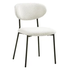 Chaises en tissu bouclé (bte de 2) - blanc