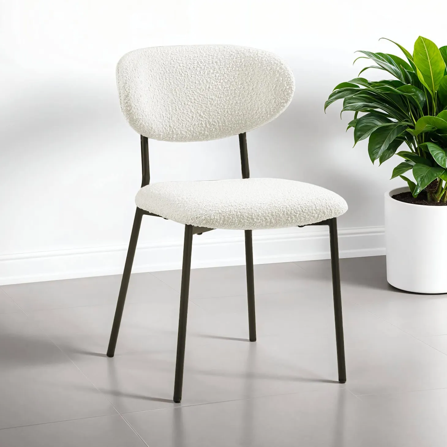 Chaises en tissu bouclé (bte de 2) - blanc