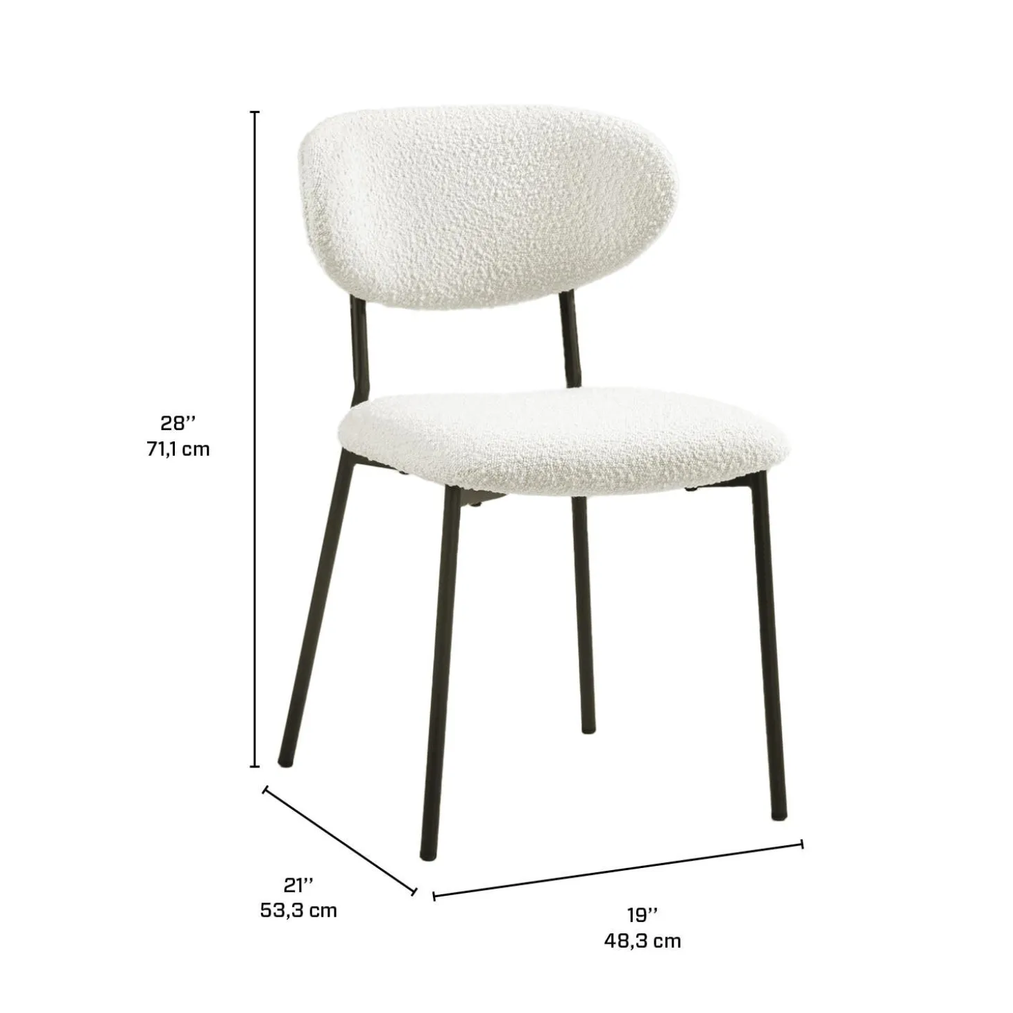 Chaises en tissu bouclé (bte de 2) - blanc
