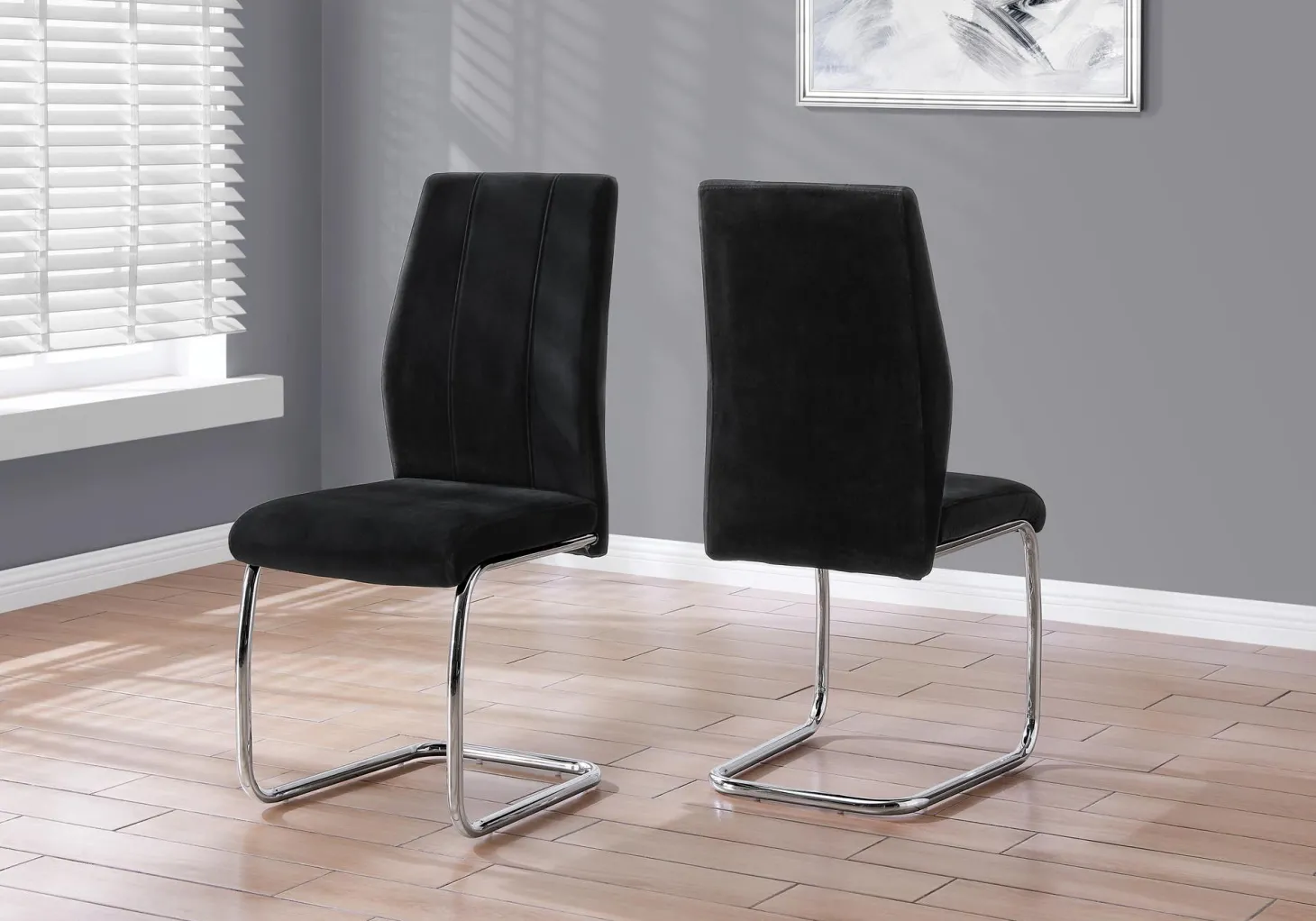 Chaises en velours avec piètement chromé (bte de 2) - noir - Monarch