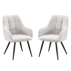 Chaises rembourrées avec accoudoirs (bte de 2) - gris pâle