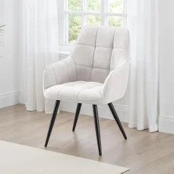 Chaises rembourrées avec accoudoirs (bte de 2) - gris pâle