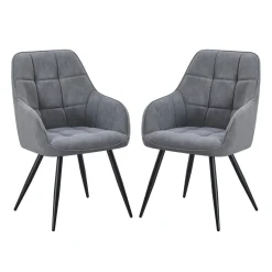Chaises rembourrées avec accoudoirs (bte de 2) - gris