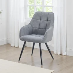 Chaises rembourrées avec accoudoirs (bte de 2) - gris