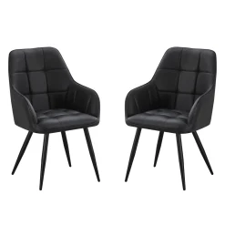 Chaises rembourrées avec accoudoirs (bte de 2) - noir