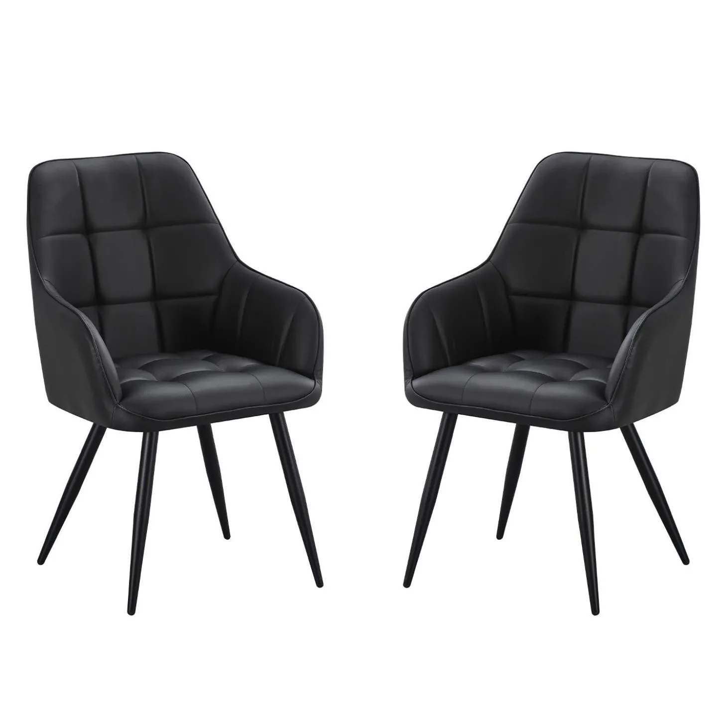 Chaises rembourrées avec accoudoirs (bte de 2) - noir