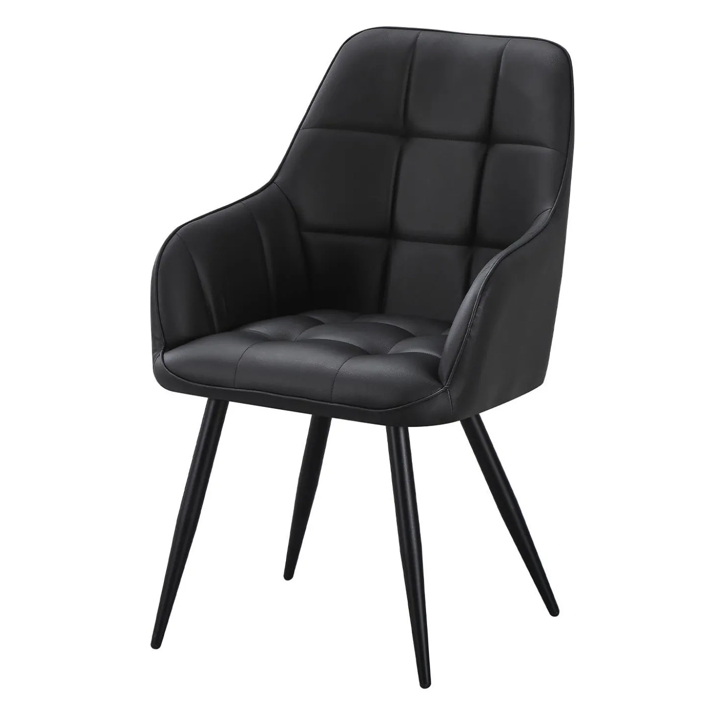 Chaises rembourrées avec accoudoirs (bte de 2) - noir
