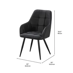 Chaises rembourrées avec accoudoirs (bte de 2) - noir