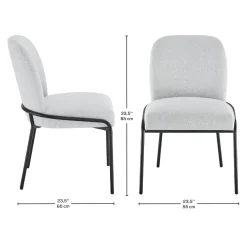 Chaises rembourrées avec accent tubaire à revêtement métallique (bte de 2) - gris