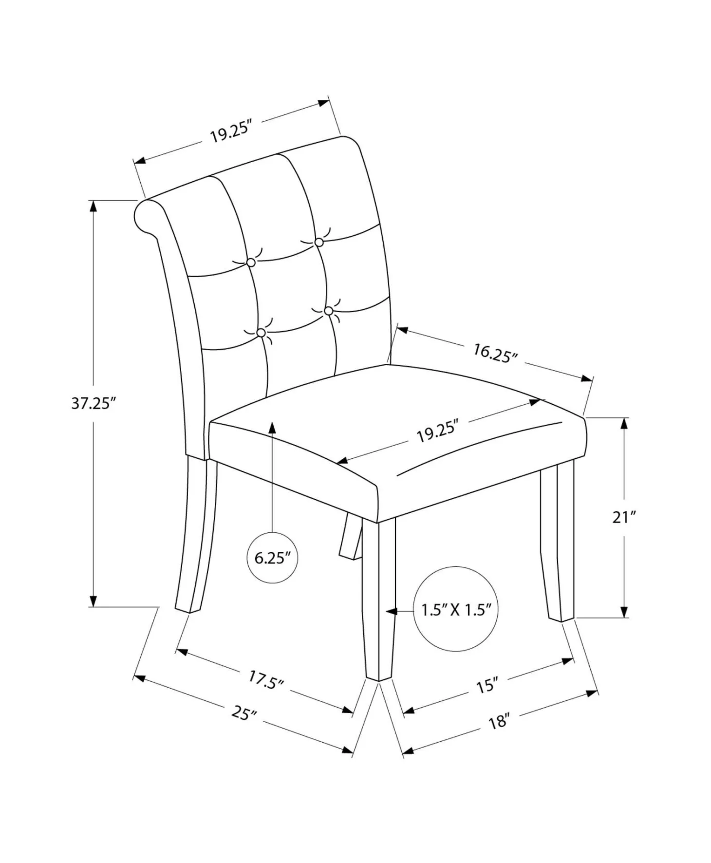 Chaises rembourrées (bte de 2) - gris - Monarch