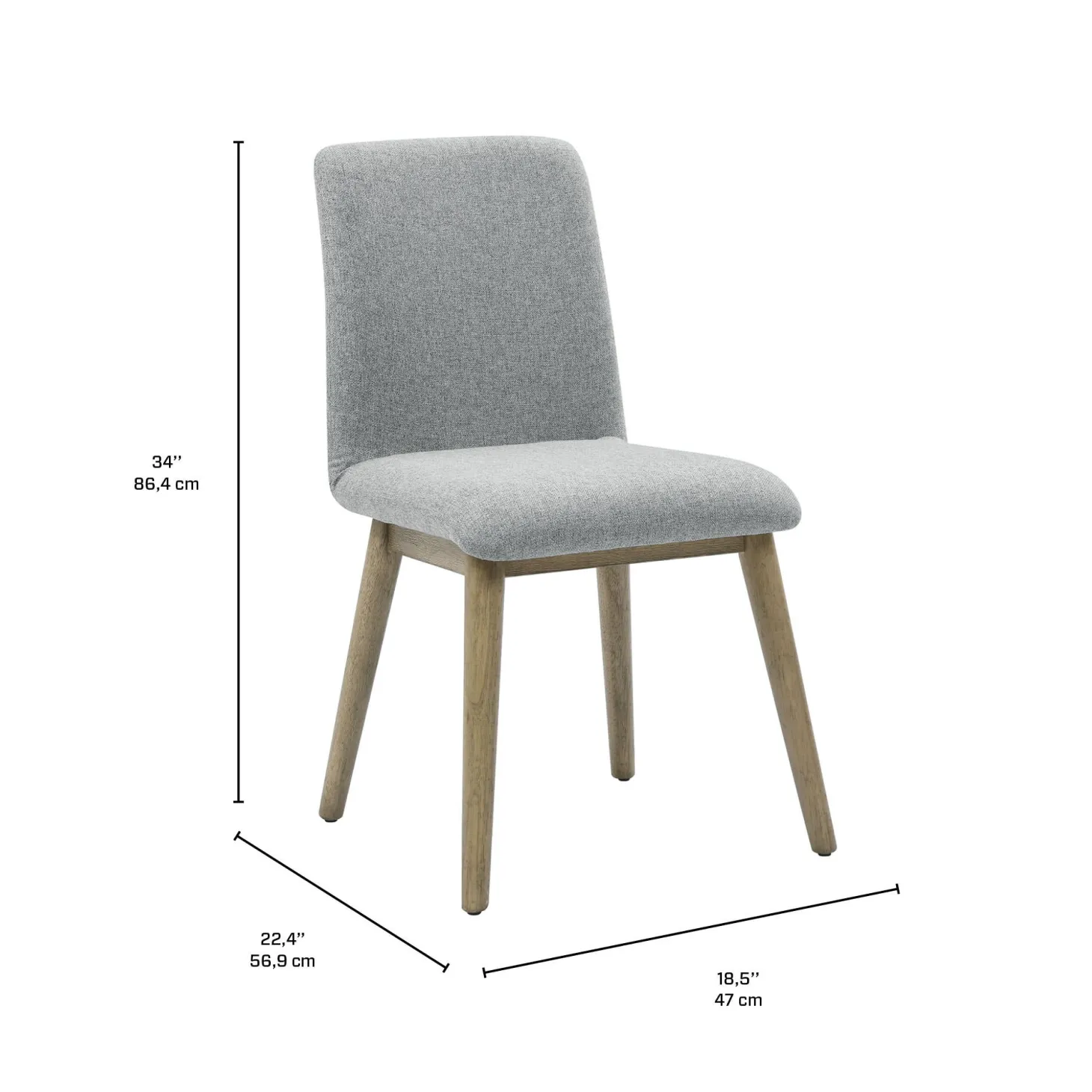 Chaises rembourrées (bte de 2) - gris
