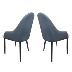 Chaises rembourrées (bte de 2) - beige et bleu-gris