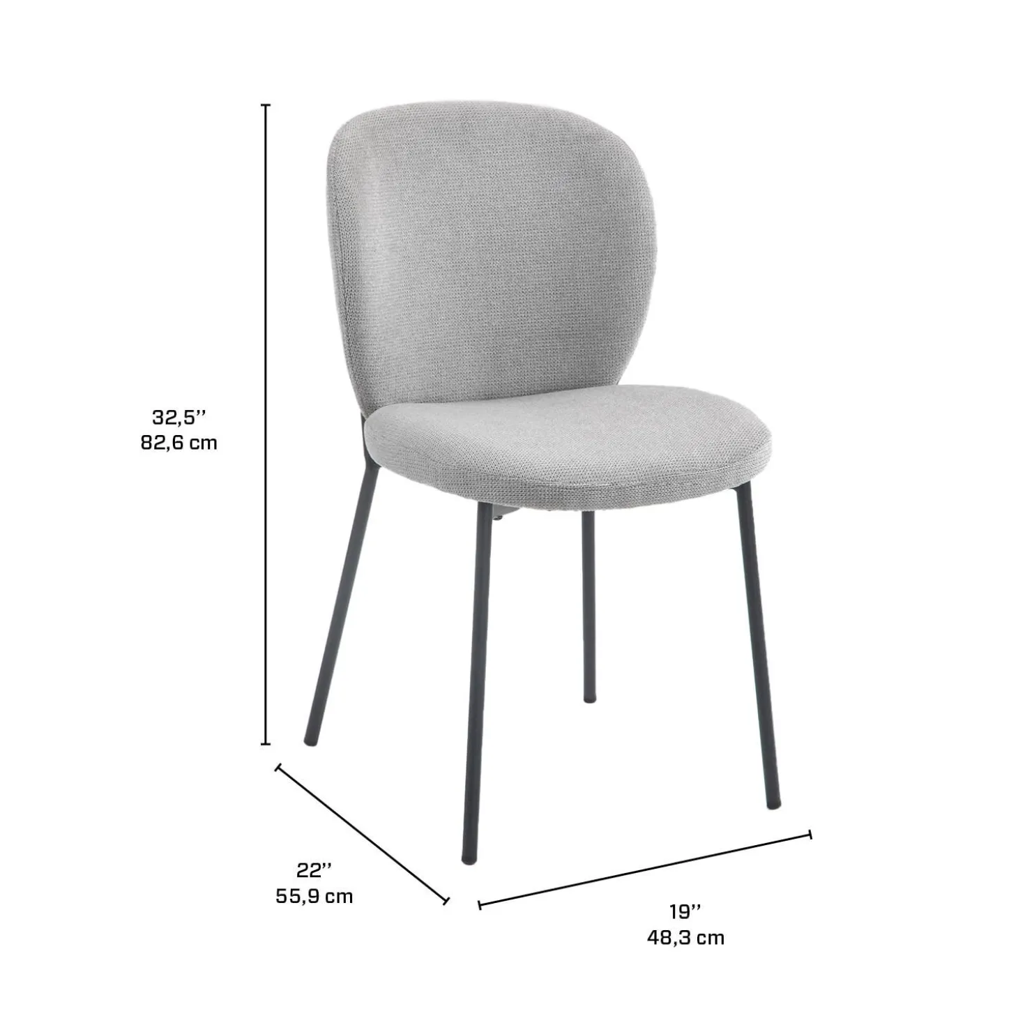 Chaises rembourrées (bte de 2) - gris