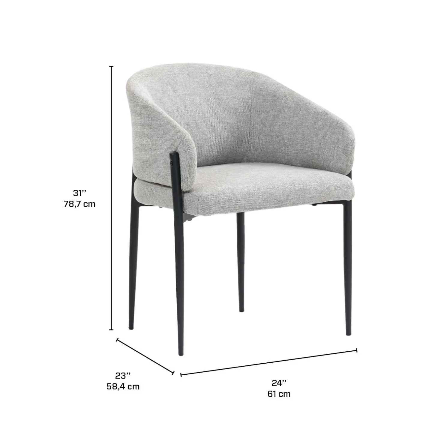 Chaises rembourrées (bte de 2) - gris
