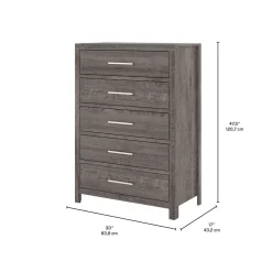 Chiffonnier 5 tiroirs - gris