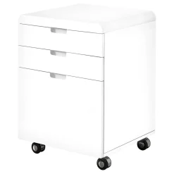 Classeur - 3 tiroirs, blanc lustré sur roulettes - Monarch