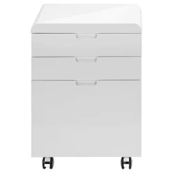 Classeur - 3 tiroirs, blanc lustré sur roulettes - Monarch