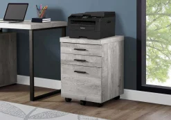 Classeur - 3 tiroirs, faux bois gris sur roulettes - Monarch