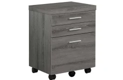 Classeur - 3 tiroirs, taupe foncé sur roulettes - Monarch