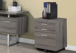 Classeur - 3 tiroirs, taupe foncé sur roulettes - Monarch
