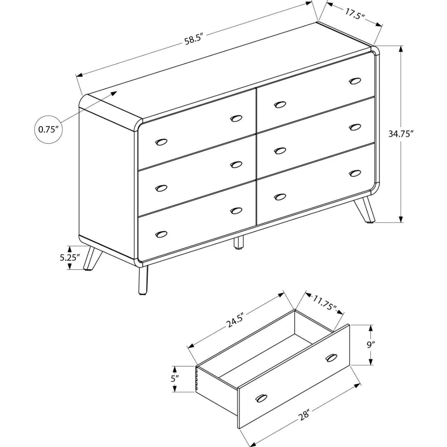 Commode 6 tiroirs