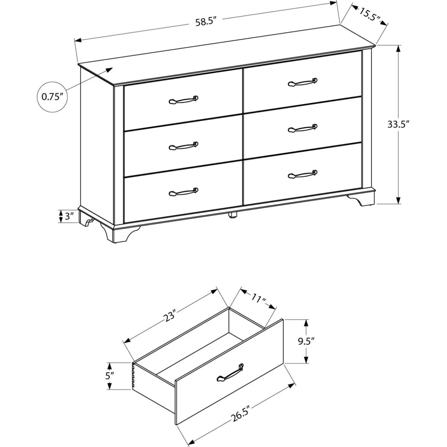 Commode 6 tiroirs