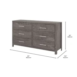 Commode 6 tiroirs - gris