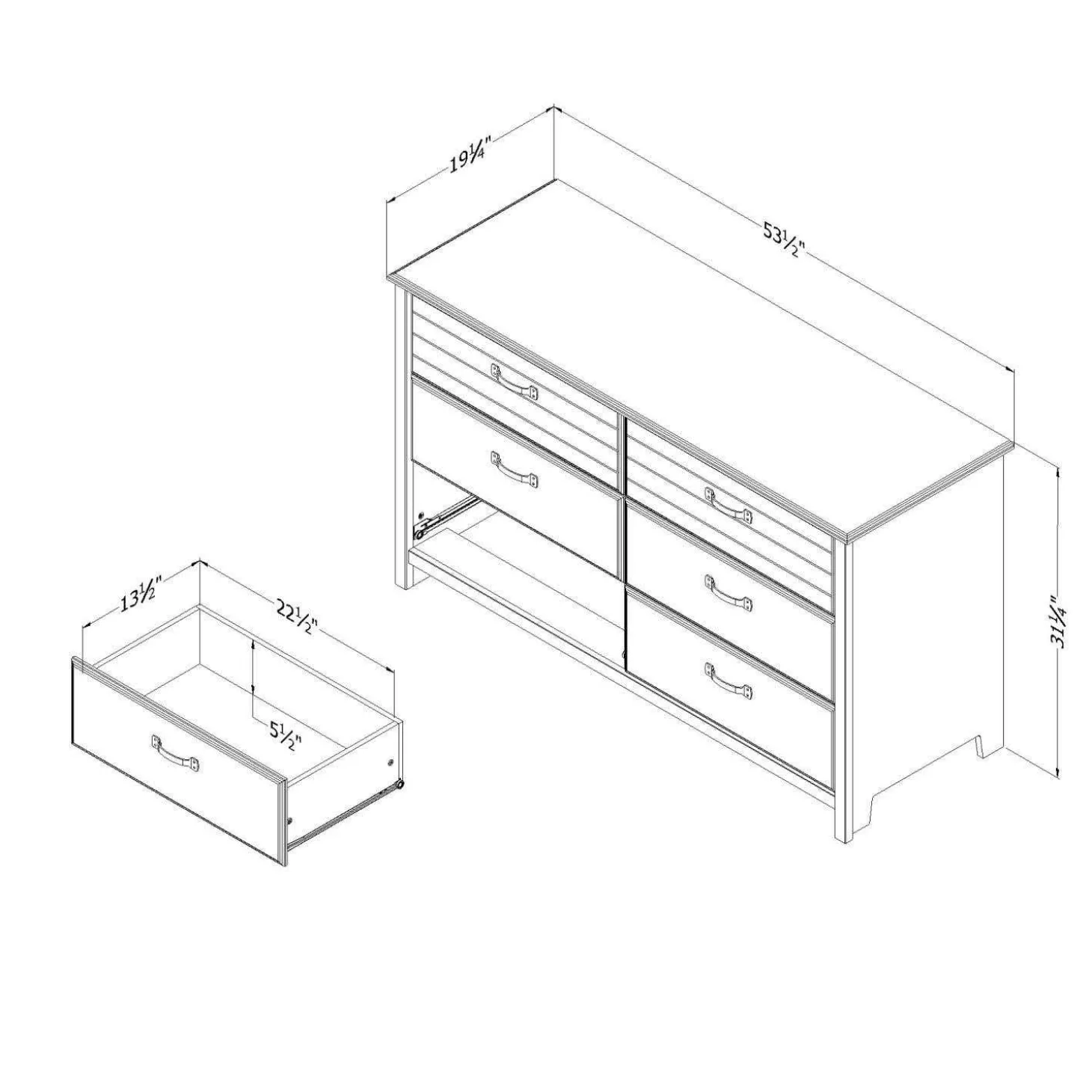 Commode 6 tiroirs - South Shore