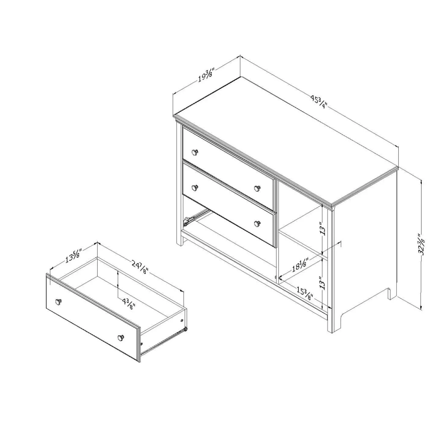 Commode 3 tiroirs avec paniers - South Shore