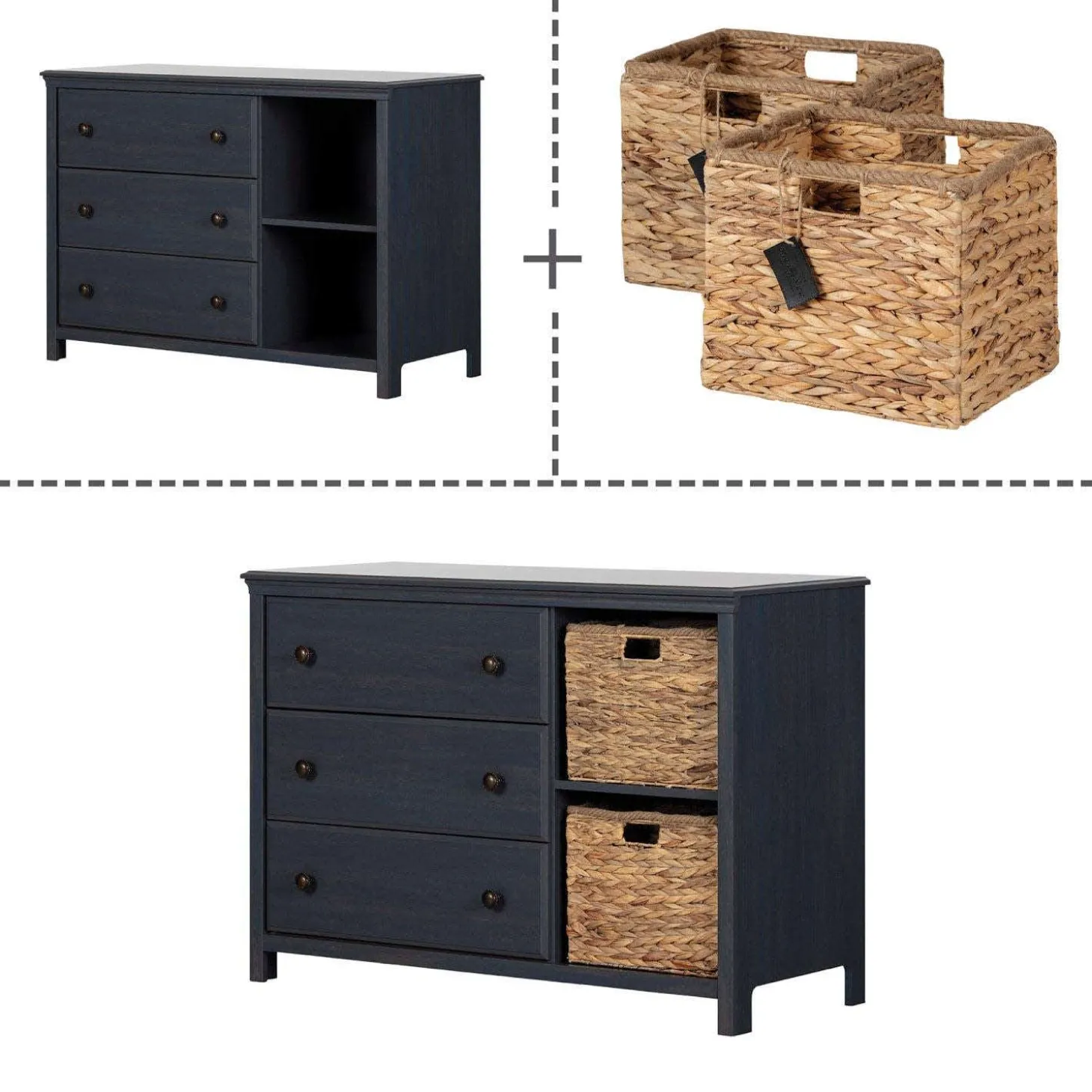 Commode 3 tiroirs avec paniers - South Shore